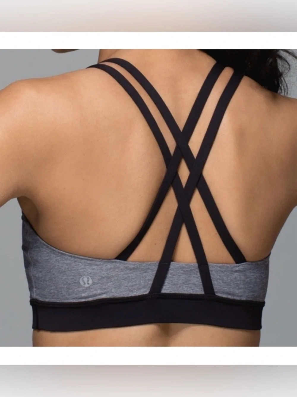 Lululemon Energy Strappy Sports Bra Heathered Gray Black